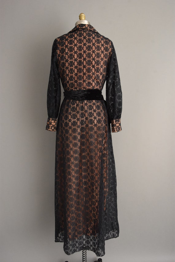 1970s vintage dress | Peach & Black Long Sleeve L… - image 10