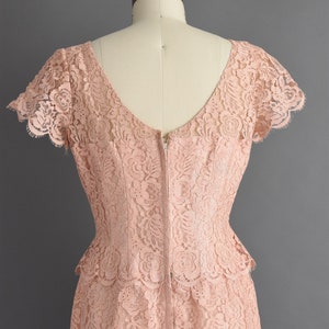 1950s vintage dress Lilli Diamond Dusty Pink Lace Bridesmaid Cocktail Party Wiggle Dress Large 50s dress image 8