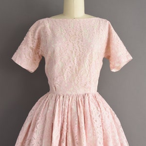 vintage 1950s dress Pastel Pink Sweeping Full Skirt Party Dress Small image 3