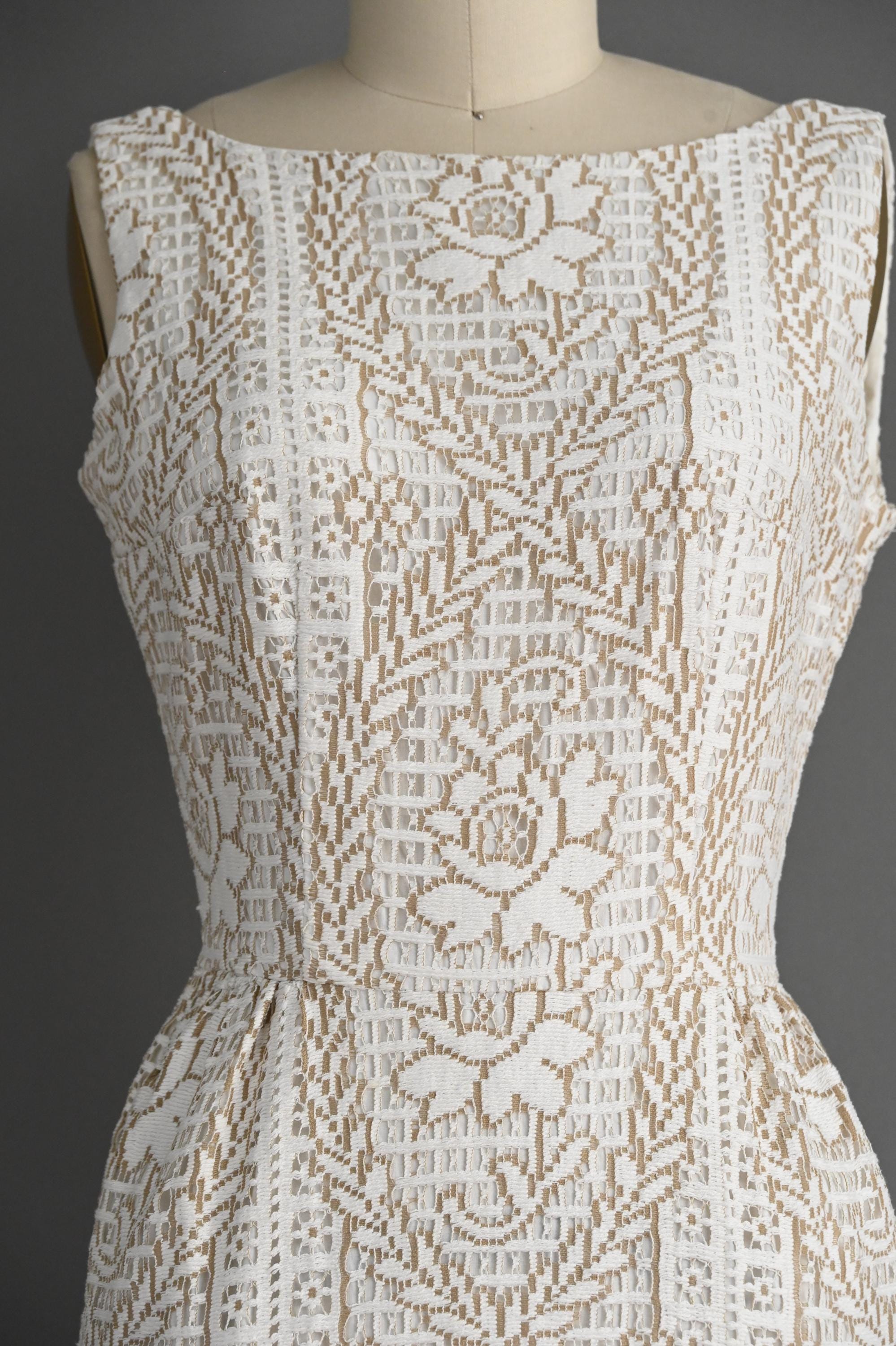 knee length dresses for ladies Marguerite White Lace Dip Hem Midaxi Dress – Frock and Frill main image 1