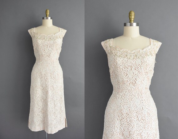 vintage 1950s | Beautiful Ivory Swirl Cotton Lace