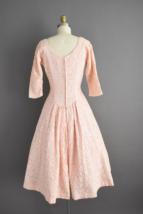 vintage 1950s pink lace dress > XS < - image 8