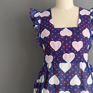 vintage 1960s Dress Vintage Heart Print Ruffle Cotton Dress Medium image 4
