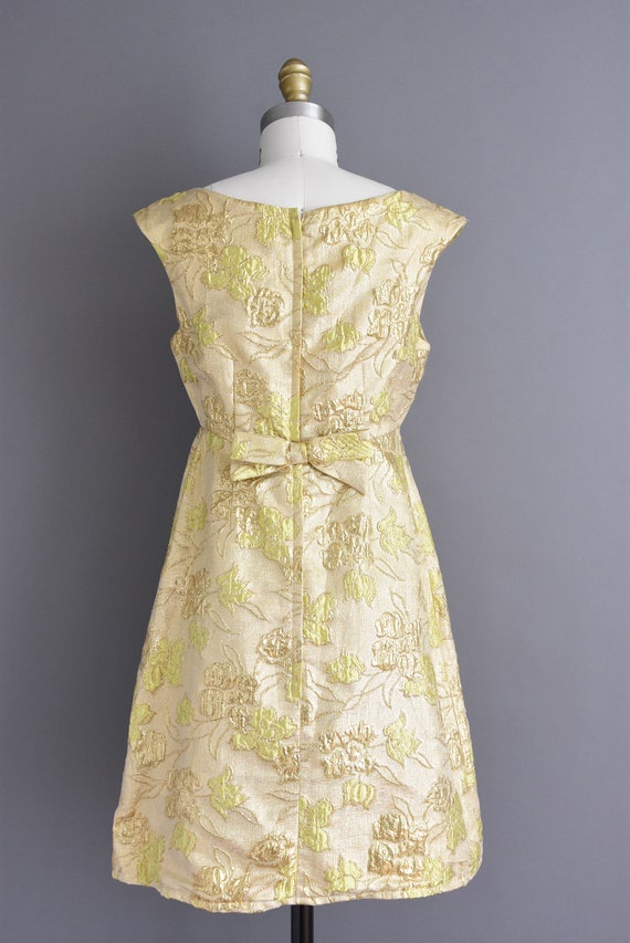 vintage 1960s dress | Sparkling gold tinsel flora… - image 7