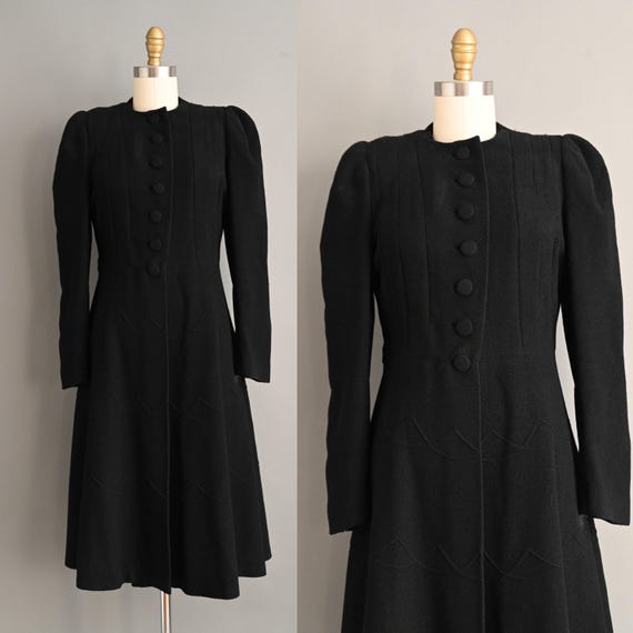 Vintage 1930s Coat | Classic Black Wool Winter Pr… - image 1