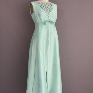 1960s vintage dress Mint Blue Silk Lattice Cocktail Party Bridesmaid Wedding Dress Medium image 5