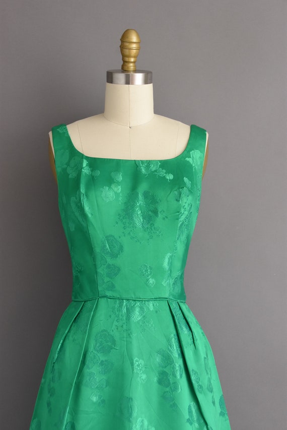 1950s vintage dress | Mardi Gras Kelly Green Flor… - image 3