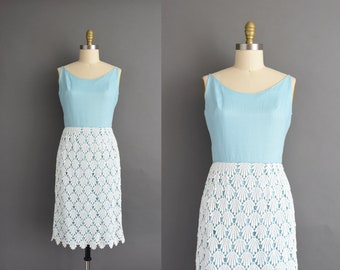 vintage 1950s blue wiggle dress | Small Medium |