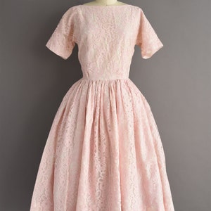 vintage 1950s dress Pastel Pink Sweeping Full Skirt Party Dress Small image 2