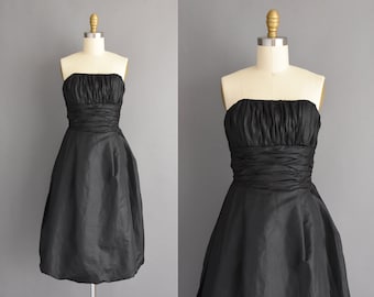 1980s vintage dress - Mari Less black strapless cocktail party dress - Size XS - 80s dress