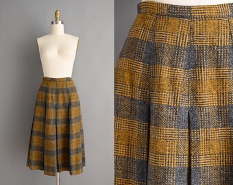 Vintage 1950s Dress | Textured Wool High Waist Cozy Skirt | Small