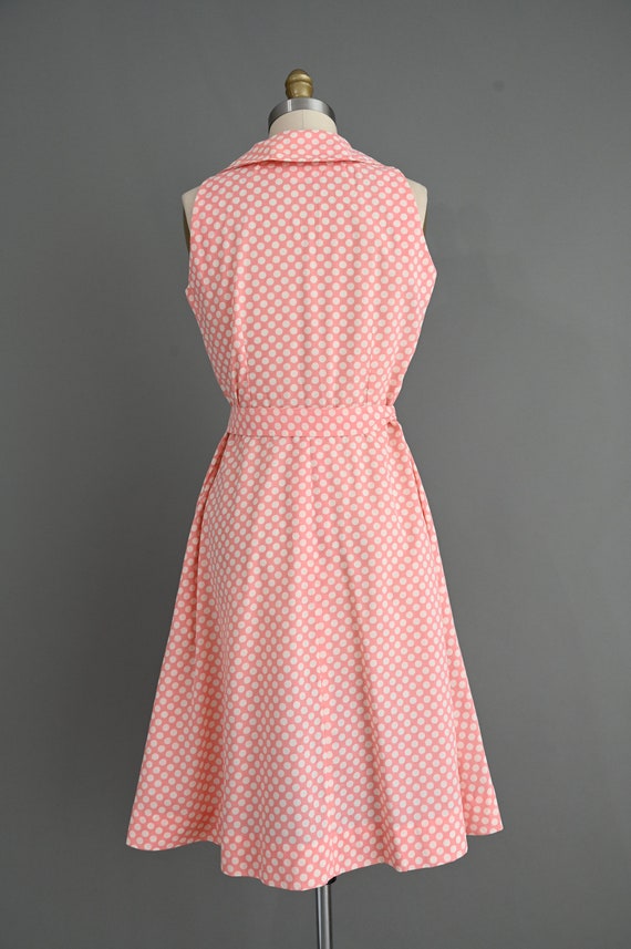 vintage 1970s dress | Peach Pink Polka Dot Cotton… - image 9