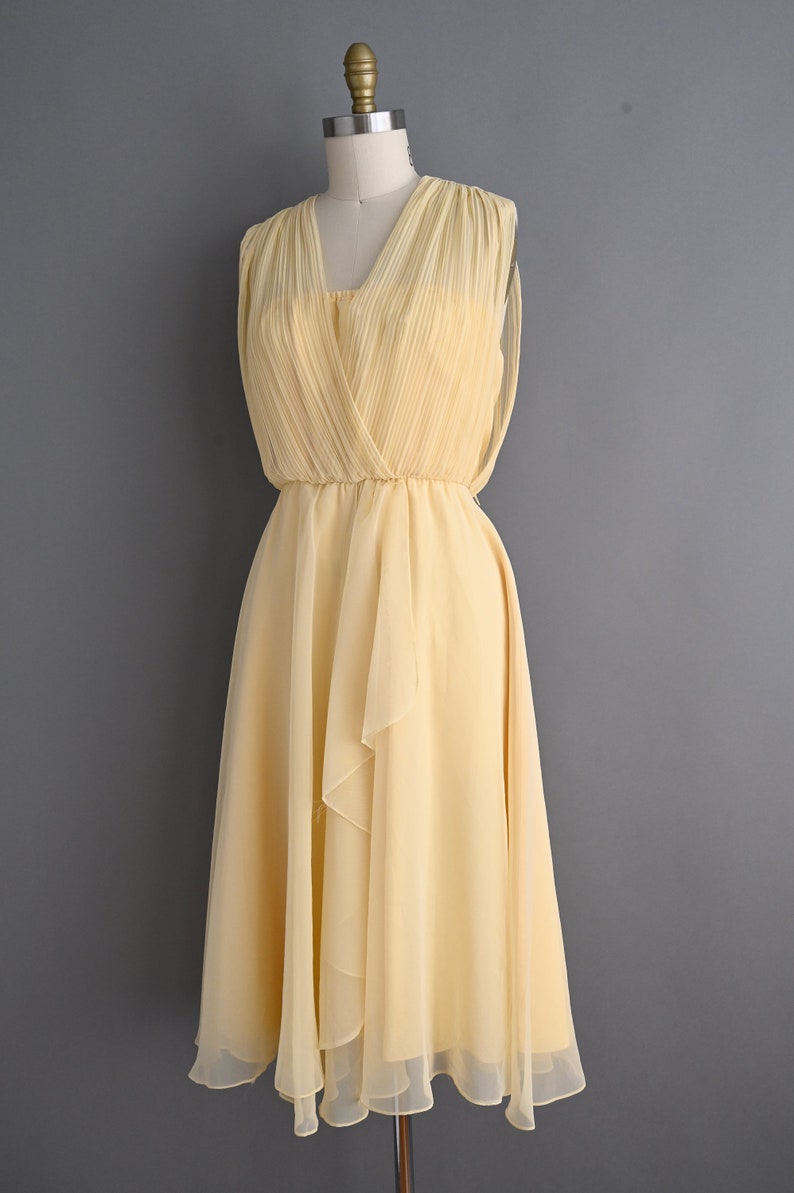 vintage 1960s Dress Vintage Fluttery Chiffon Buttery Spring Dress Small image 6