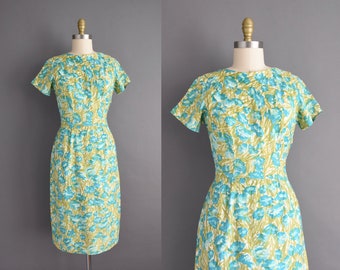 vintage 1950s | Lady Carol Soft Cotton Short Sleeve Cocktail Pencil Skirt Dress | Small | 50s dress