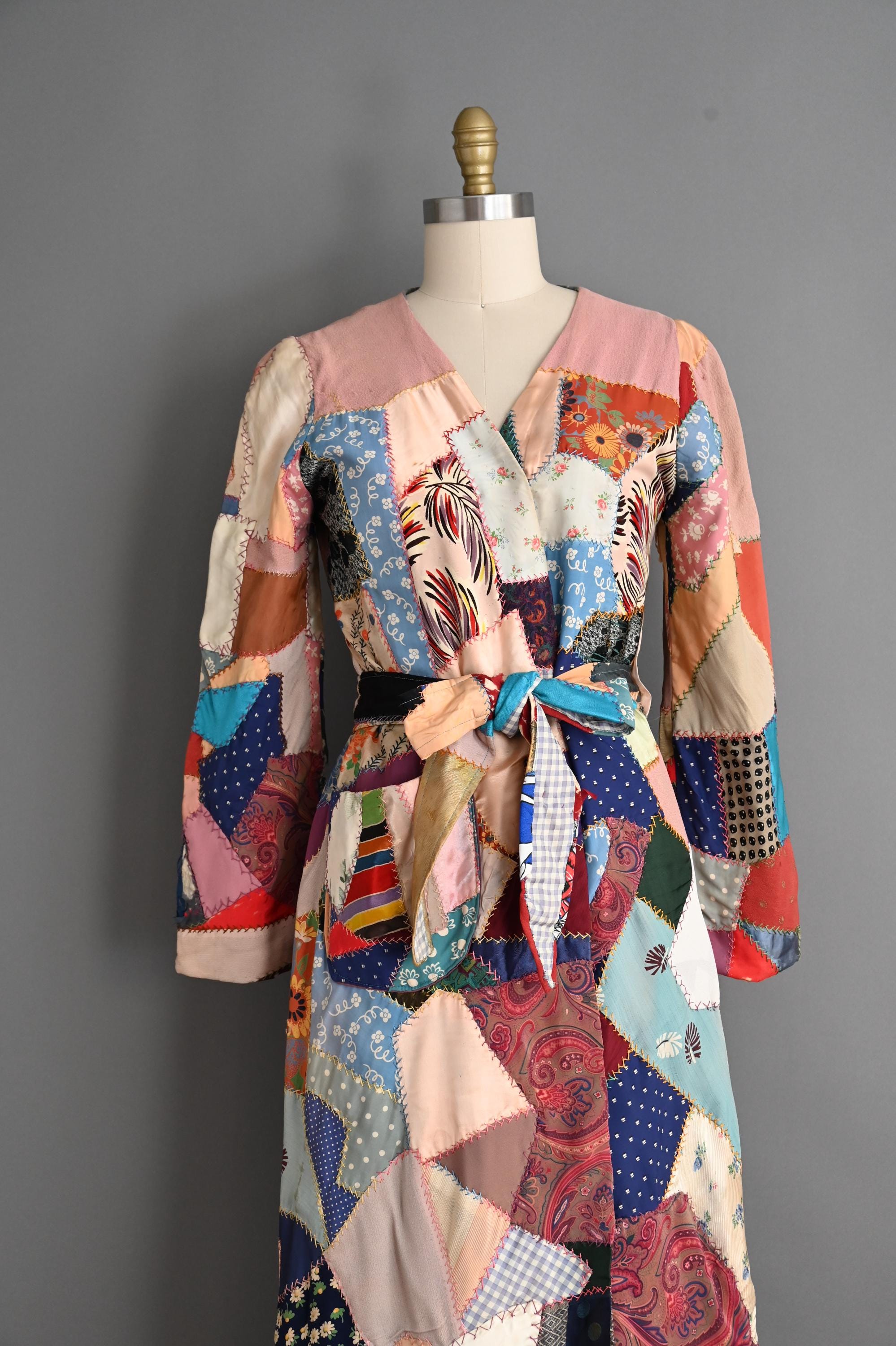 Quilt Robe Antique 1930s Quilt Robe | Outstanding Antique Crazy Quilt Dressing ...