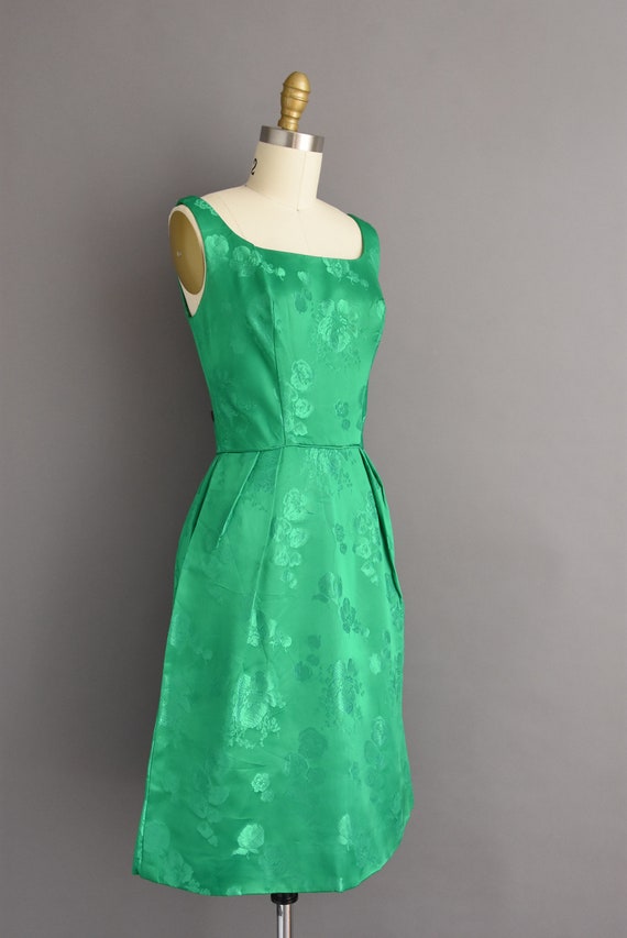 1950s vintage dress | Mardi Gras Kelly Green Flor… - image 6