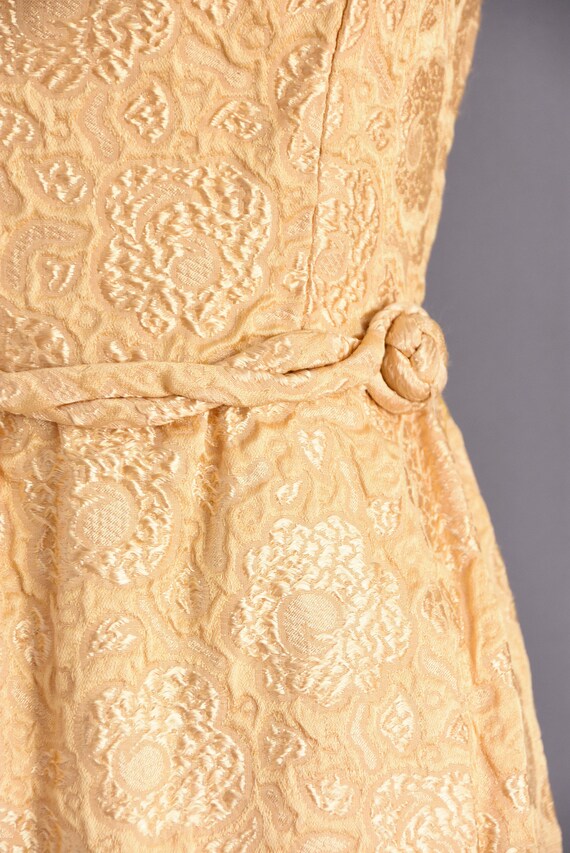 vintage 1950s Gold Floral Cocktail Party Dress | … - image 5