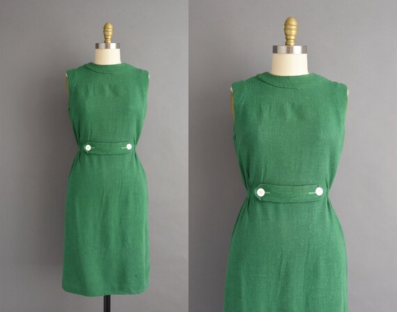 vintage 1950s | Forest Green Linen Sleeveless Fall