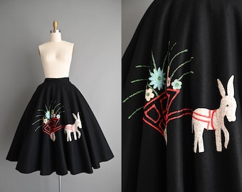 vintage 1950s dress | Fligelman Novelty Sweeping Full Circle Skirt | XS