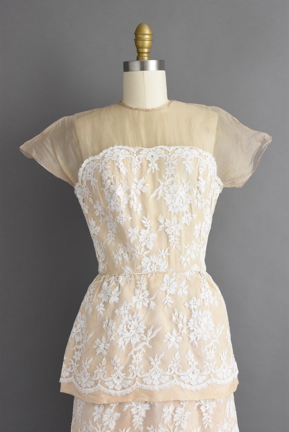 1950s vintage dress | Irene Sargent Ivory Chantil… - image 3