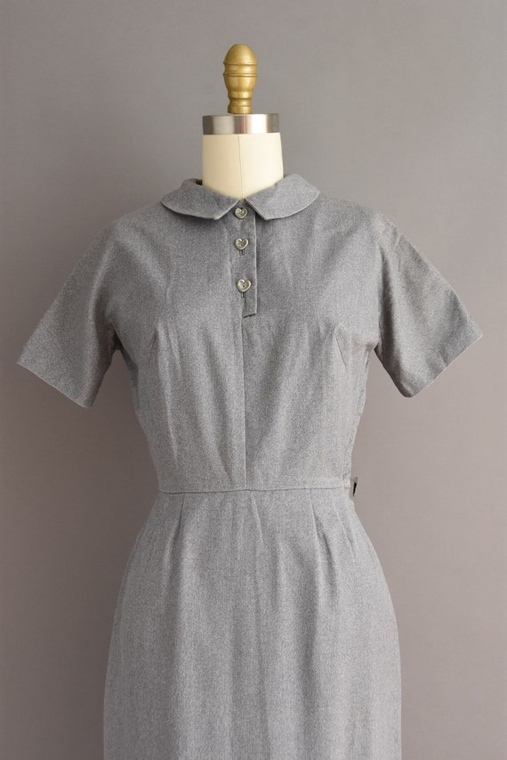 vintage 1950s dress | Lanz Gray Short Sleeve Penc… - image 3