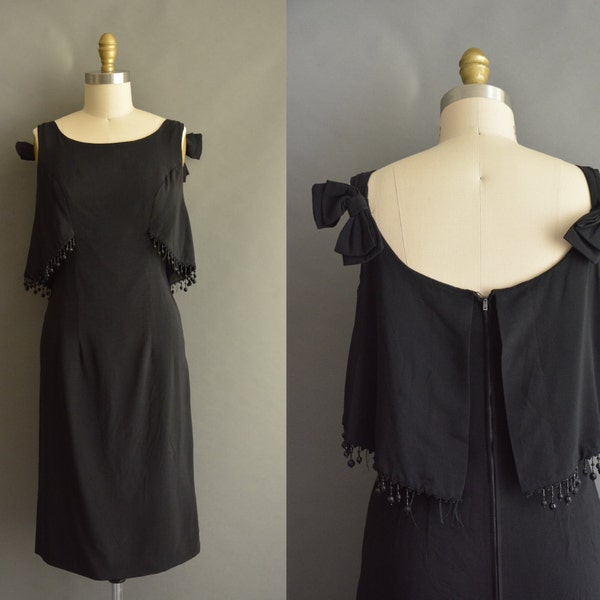 vintage 1950s dress / 50s Emil E. Otto saucy black vintage cocktail dress