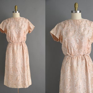 vintage 1960s Dress | Rose Gold Sparkly Cocktail Dress | Large