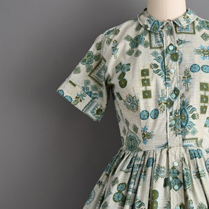 vintage 1960s Dress Vintage Cotton Print Shirtwaist Dress Small image 4