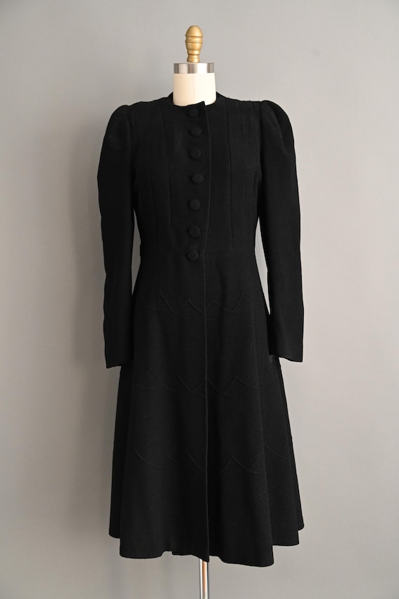 Vintage 1930s Coat | Classic Black Wool Winter Pr… - image 2