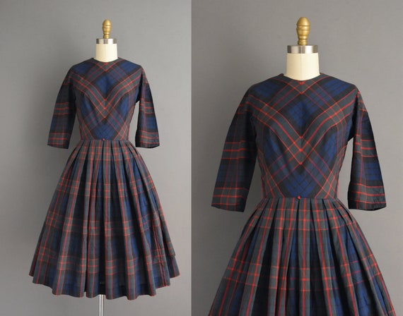 50s dress | Minx Mode plaid print cotton full skir