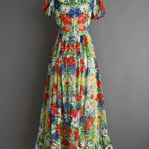 vintage 1960s Dress Vintage Emma Domb Puff Sleeve Floral Spring Dress small image 9