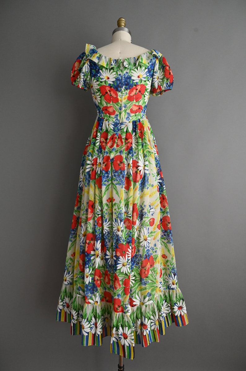 vintage 1960s Dress Vintage Emma Domb Puff Sleeve Floral Spring Dress small image 9