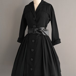 Vintage 1950s Black Cotton Shirtwaist Dress XS - Etsy