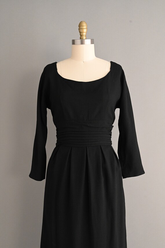 vintage 1950s Classic Black Cocktail Party Wiggle… - image 3