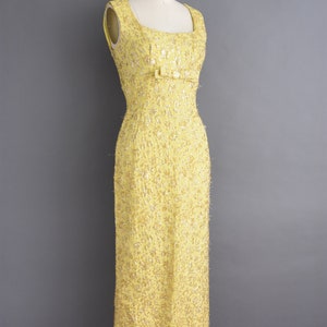 1960s vintage Gold Tinsel Floral Cocktail Party Wedding Dress Medium image 7