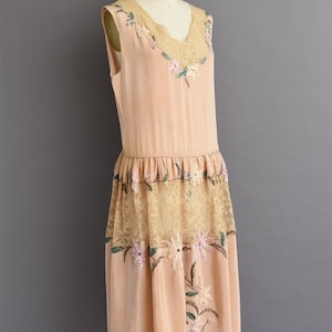 Vintage 1920s Antique Silk French Lace Floral Dress Size - Etsy