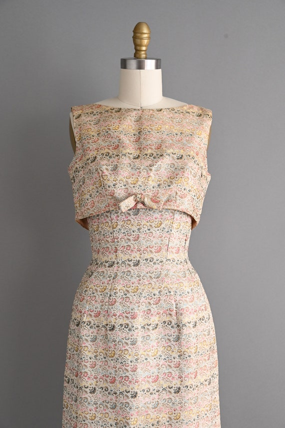 vintage 1950s Stripe Floral Print Wiggle Dress | … - image 3