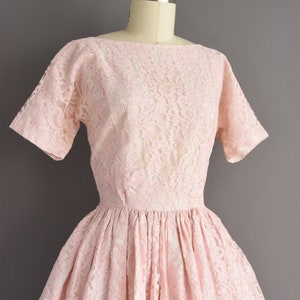 vintage 1950s dress Pastel Pink Sweeping Full Skirt Party Dress Small image 5