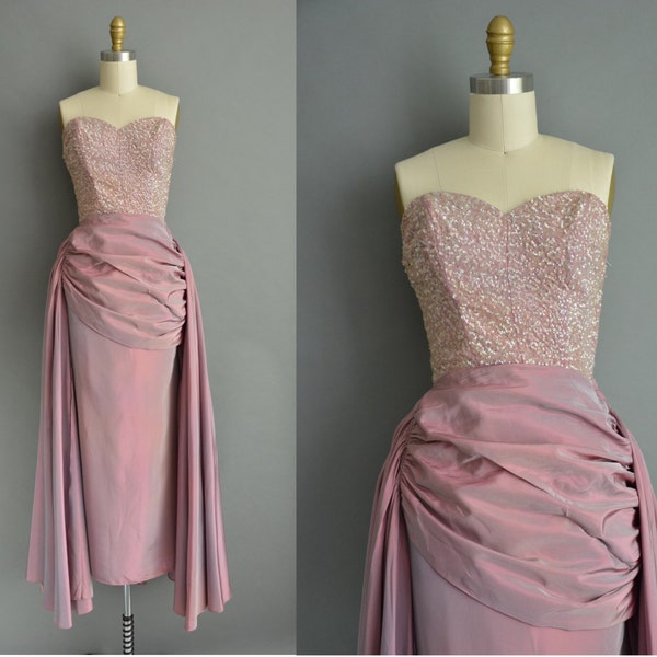 Designer Montaldo 50s lavender strapless vintage party dress / 1950s dress