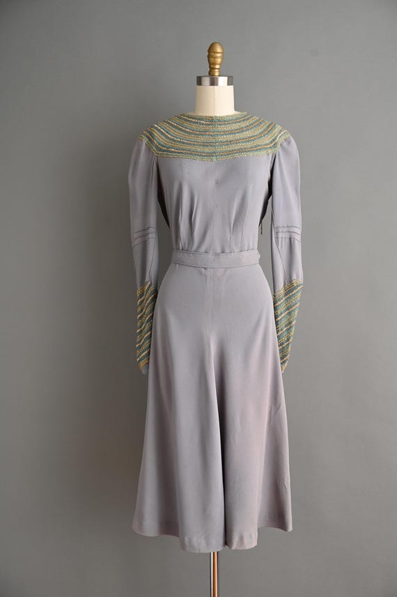 1930s beaded dress 1930s Art Deco Beaded Gown, Post Flapper Dress, Black Silk Satin, Gray English Net, Old Hollywood, Antique Couture Gown, Vamp, Noir, 1940