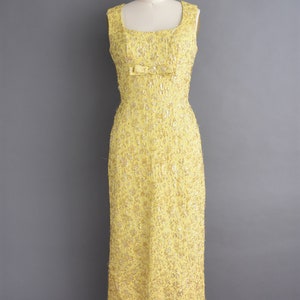 1960s vintage Gold Tinsel Floral Cocktail Party Wedding Dress Medium image 2