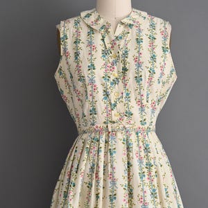 Vintage 1950er Jahre Kleid | Sears Floral Bow Print Baumwoll-Sommertagkleid | Groß