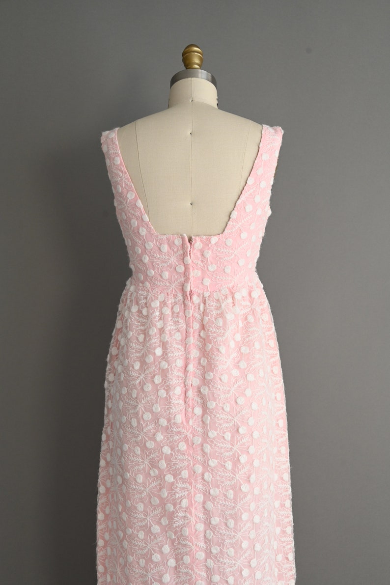 vintage 1960s Pink Embroidered Dress Size Small image 9
