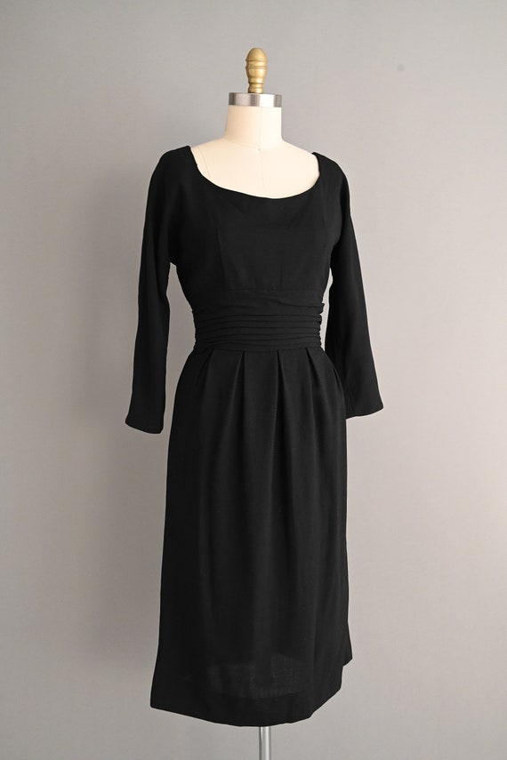 vintage 1950s Classic Black Cocktail Party Wiggle… - image 6