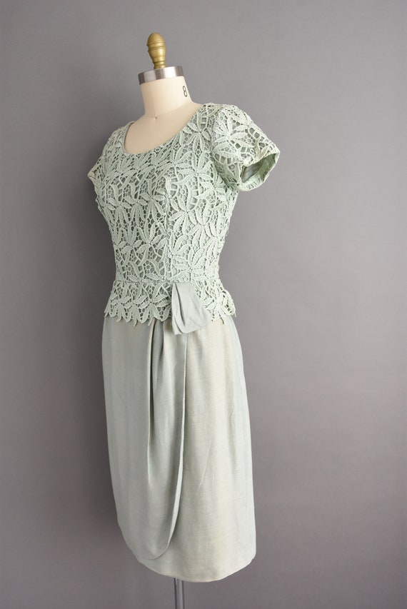 vintage 1950s | Mint Green Embroidered Floral Sho… - image 7