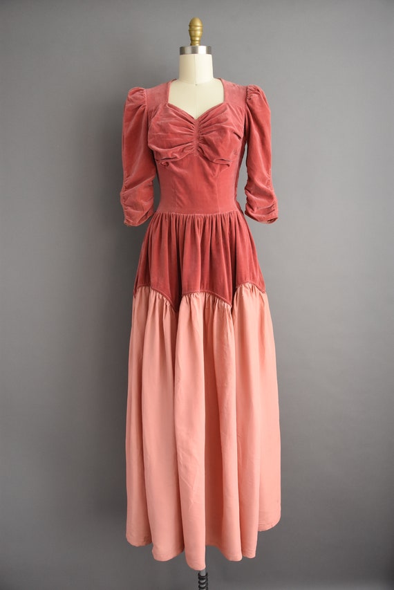 Vintage Pink Velvet 1940s Party Dress | Small - image 2