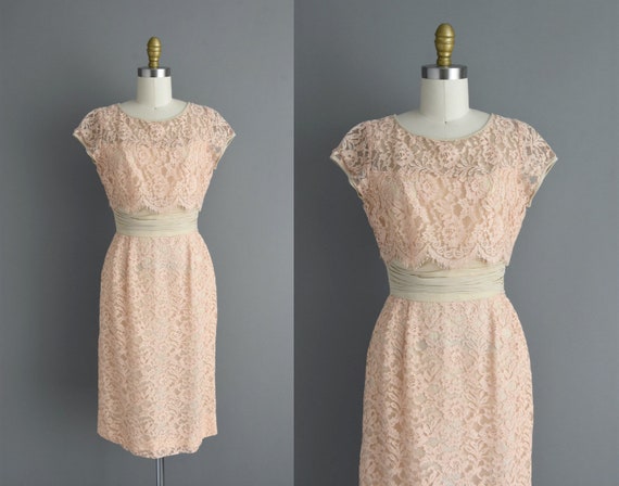 1950s vintage dress | Beautiful Champagne Lace Co… - image 1