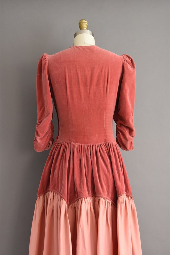 Vintage Pink Velvet 1940s Party Dress | Small - image 9