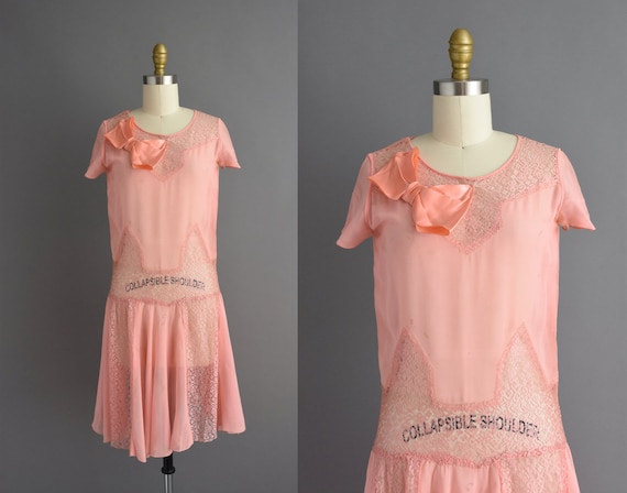 vintage 1920s | Beautiful pink silk chiffon antiqu