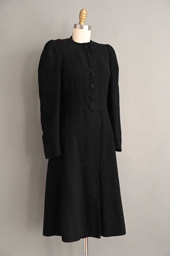 Vintage 1930s Coat | Classic Black Wool Winter Pr… - image 5